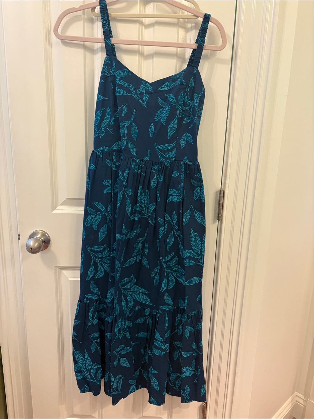 J. Crew Teal Leaf-Print Sundress